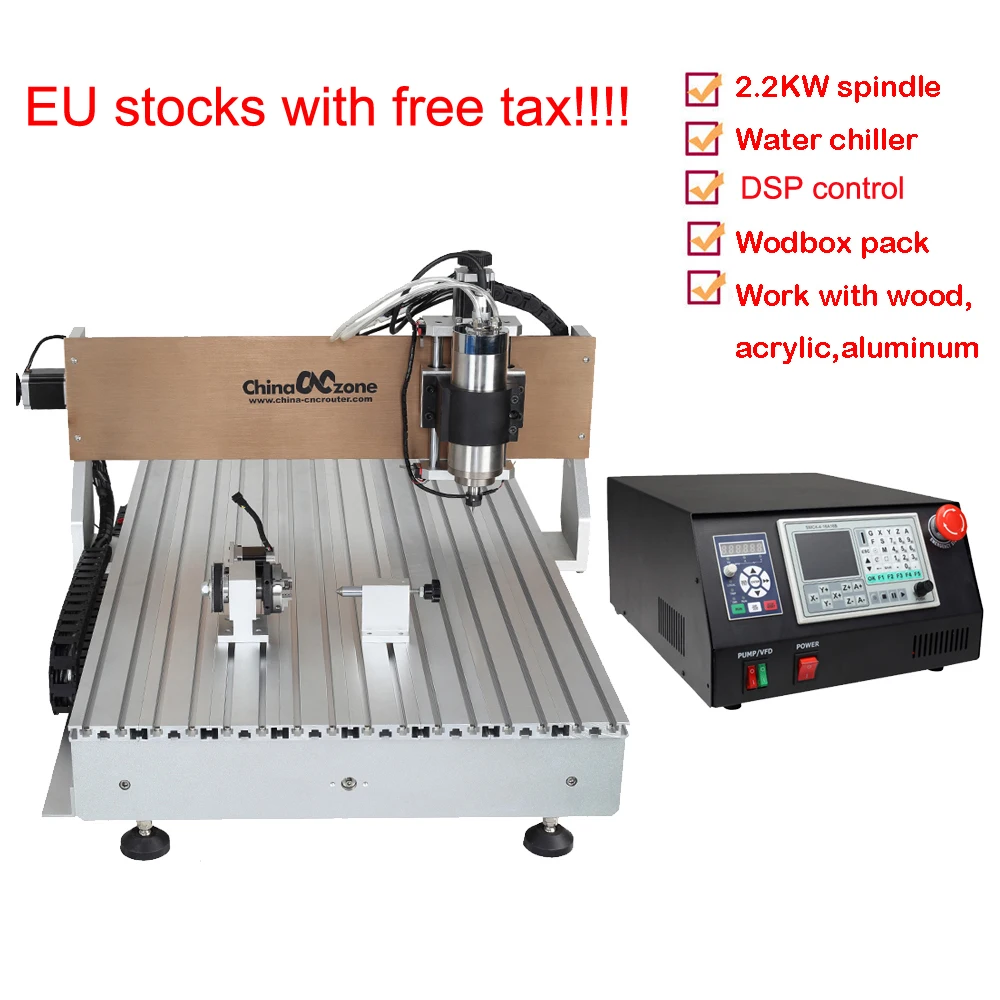 

Mini CNC Router Metal Cutting Engraving DSP CNC 6090 4axis 2200W Water Cooling Carving Machine PCB Milling for Stone Cutting
