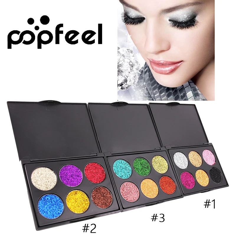 Buy POPFEEL 6Color Glitter Mixed Colors Eye Shadow Makeup Palette Powder