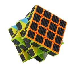 Zcube 4x4x4 углеродного Волокно Стикеры Magic Скорость Cube конкурс игры Мэджико Cubo образовательные Игрушечные лошадки для детей и взрослых