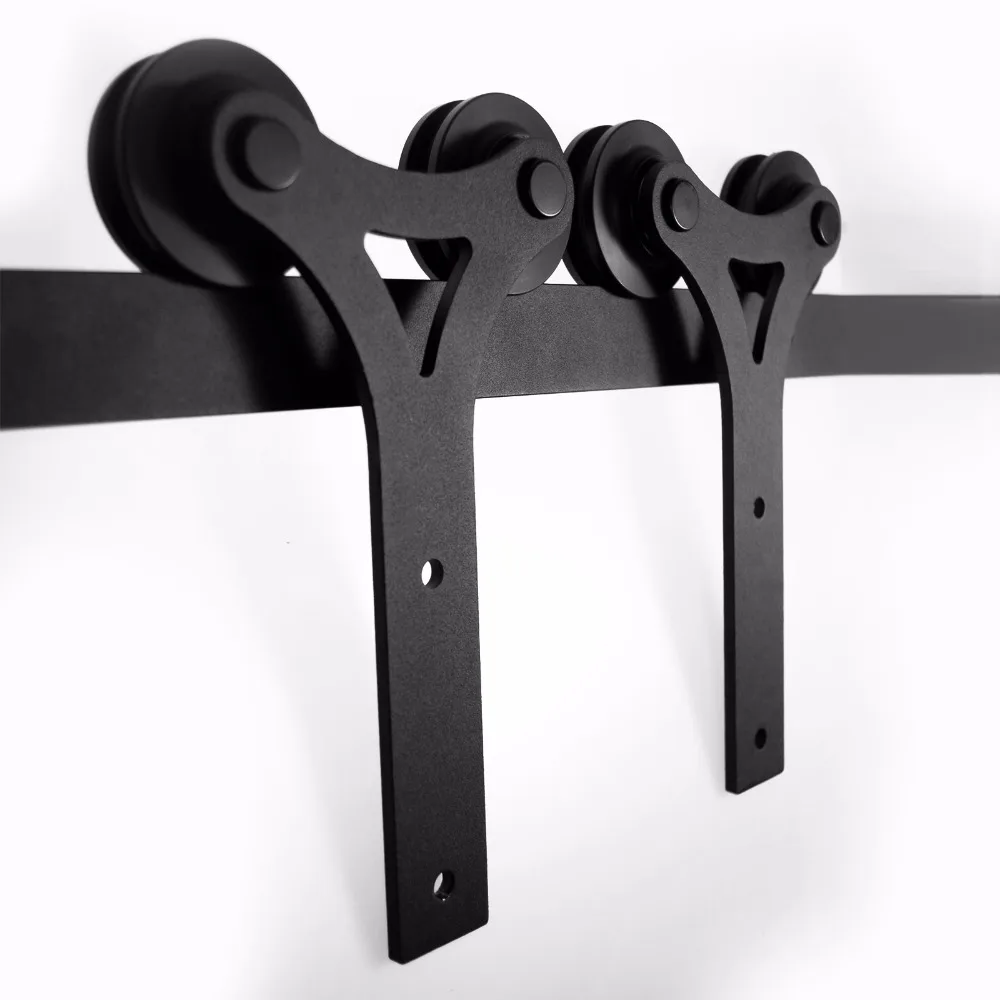 LWZH 16FT/18FT/20FT Classic Interior Sliding Closet Door Barn Y- Shaped Rail Track Roller Hardware Kits for Sliding Double Door