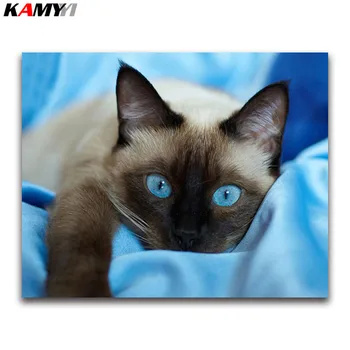 

diamond painting blue eyes cat full round diamond mosaic cross stitch full square diamond embroidery kitten animal home decor