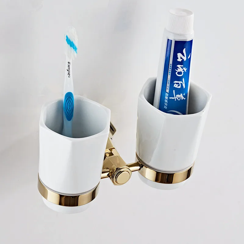 AUSWIND Antique Classical soild brass double toothbrush holder