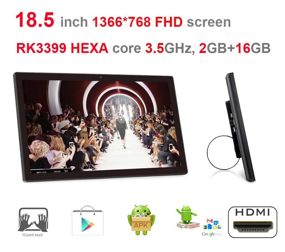 HEXA core 18 5 дюймов Android Smart KISOK/все в одном ПК (RK3399 3.5G Hz 2GB ddr3 16GB nand Nougat 100m/1000m 2 4G/5G wifi) |
