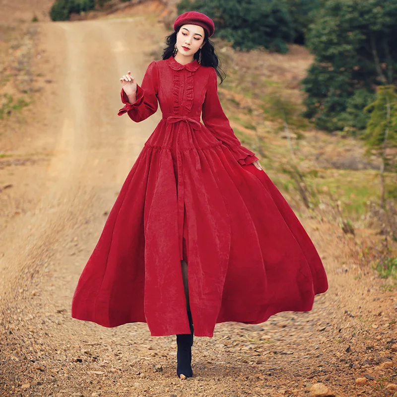 red corduroy dress womens