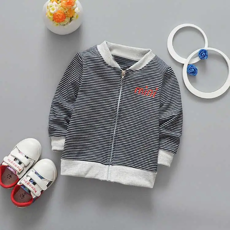 

New Spring Autumn Fashion baby kids Boys Letter Striped o-neck Baseball Cardigan Coat Children Outwear Y1384