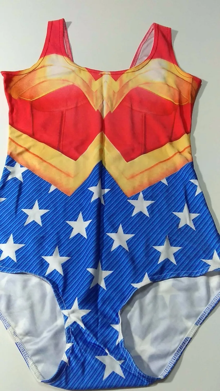 Red Wonder Woman бикини боди купальник из трех частей костюм с жакетом один цельный