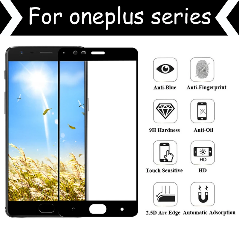 

Protective glass on the for oneplus 3 3t 5 5t 6 6t tempered glass full cover one plus tempered film glas protect protection 2.5d