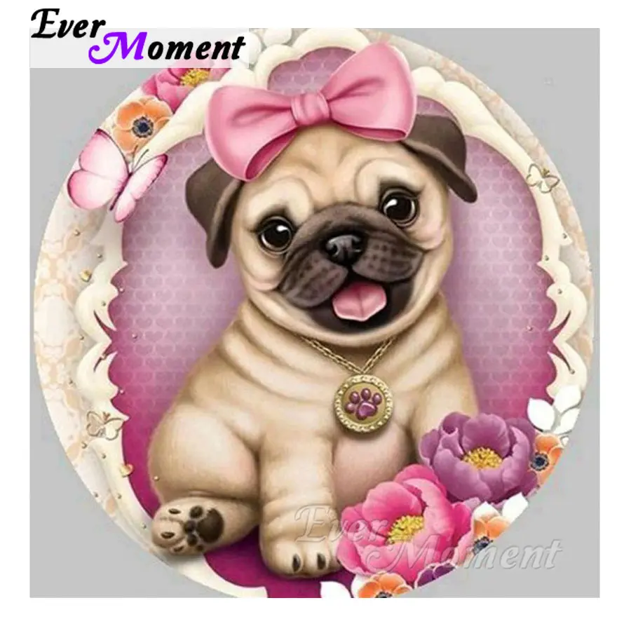 

Ever Moment Diamond Painting Lovely Dog Flower 5D DIY Diamond Embroidery Full Square Drill Picture Mosaic Decor For Home S2F316