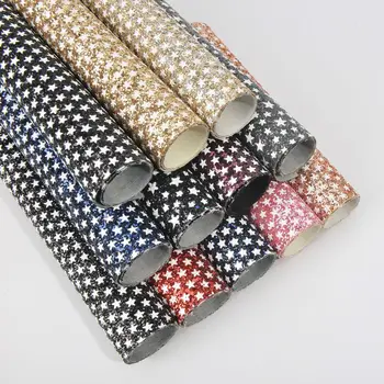 

YG3018 Wholesale Star glitter leather vinyl fabric faux leather for bag shoes belt phone case bow DIY craft (91cm*137cm )