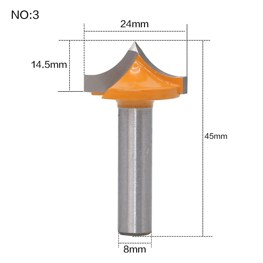 1 шт. 8 мм хвостовик Круглый-над фрезы для деревообработки инструмент 2 Флейта концевая мельница с подшипником Фрезерный резак угловой круглый над - Длина режущей кромки: NO3