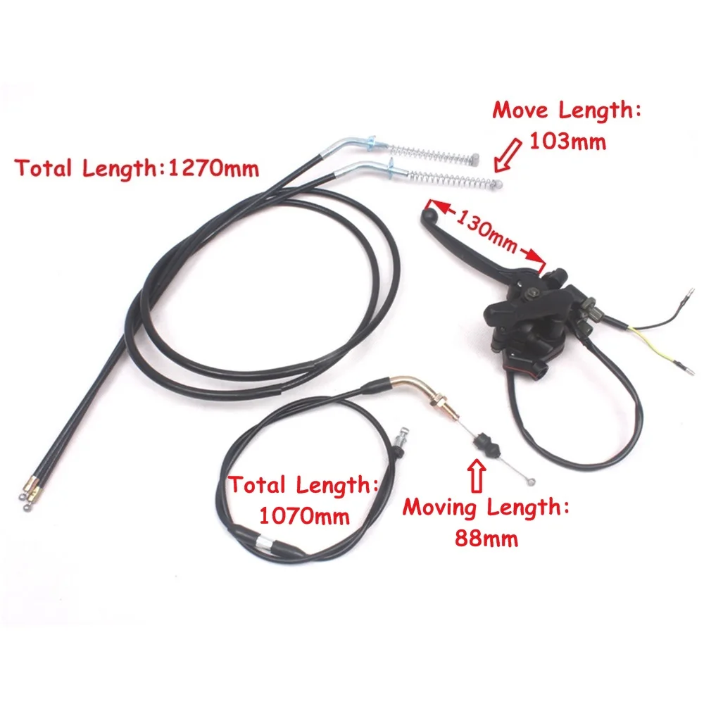 125 150 ATV Quad Thumb Throttle Assy + Dual Brake Cable + Throttle Cablein Levers, Ropes