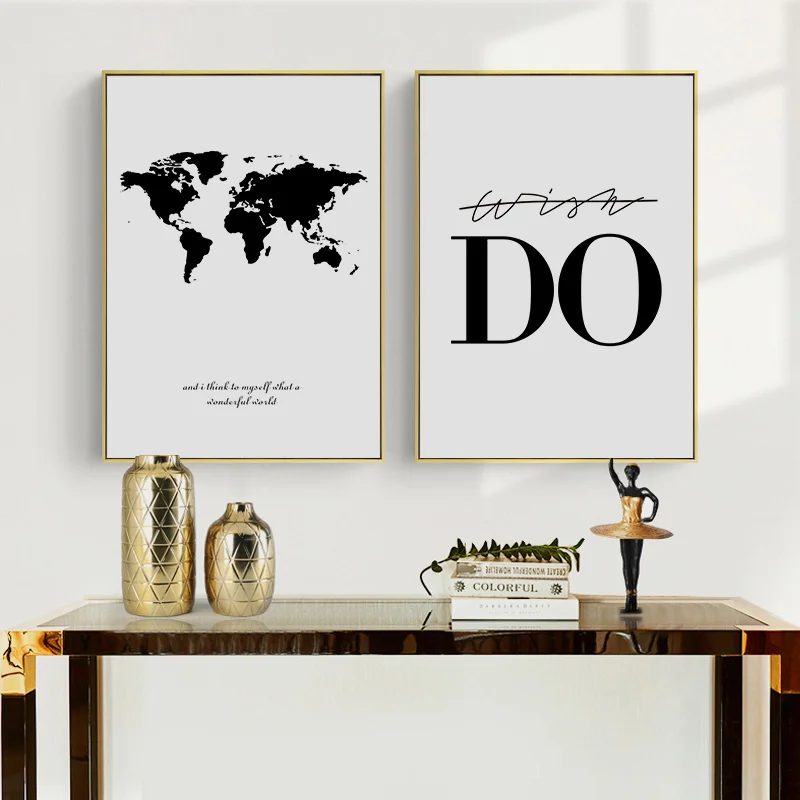 

RELIABLI ART Nordic Poster Simple Map And Letters Canvas Painting Wall Art For Living Room Black And White Modern Pop Pictures