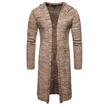 Мужская куртка с длинными рукавами Тренч стильный однотонный вязаный теплый трикотажный кардиган для мужское пальто серый мужской тонкий пальто зимний свитер