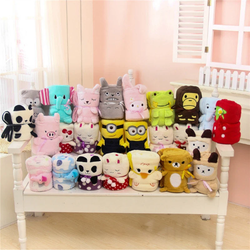 

Cartoon Elephant Panda Totoro Rabbit Monkey Pig Frog Mouse Soft Plush Toys Blanket, Baby Anime Flannel Toys Blanket, Nap Blanket
