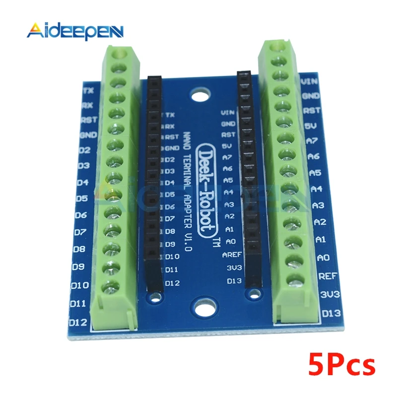 

5Pcs Standard Terminal Adapter Board Power Adapter Supply Expasion Shield Module for Arduino Nano V3.0 AVR Atmega328-AU DIY DC