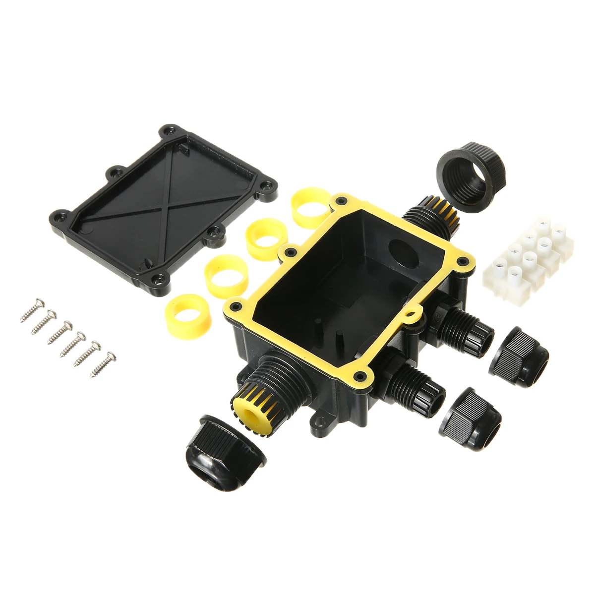 New 450V 24A 4 Way Plastic Waterproof Electrical Junction Box Cable Wire Connector Dust-proof IP68 Junction Box Case Black