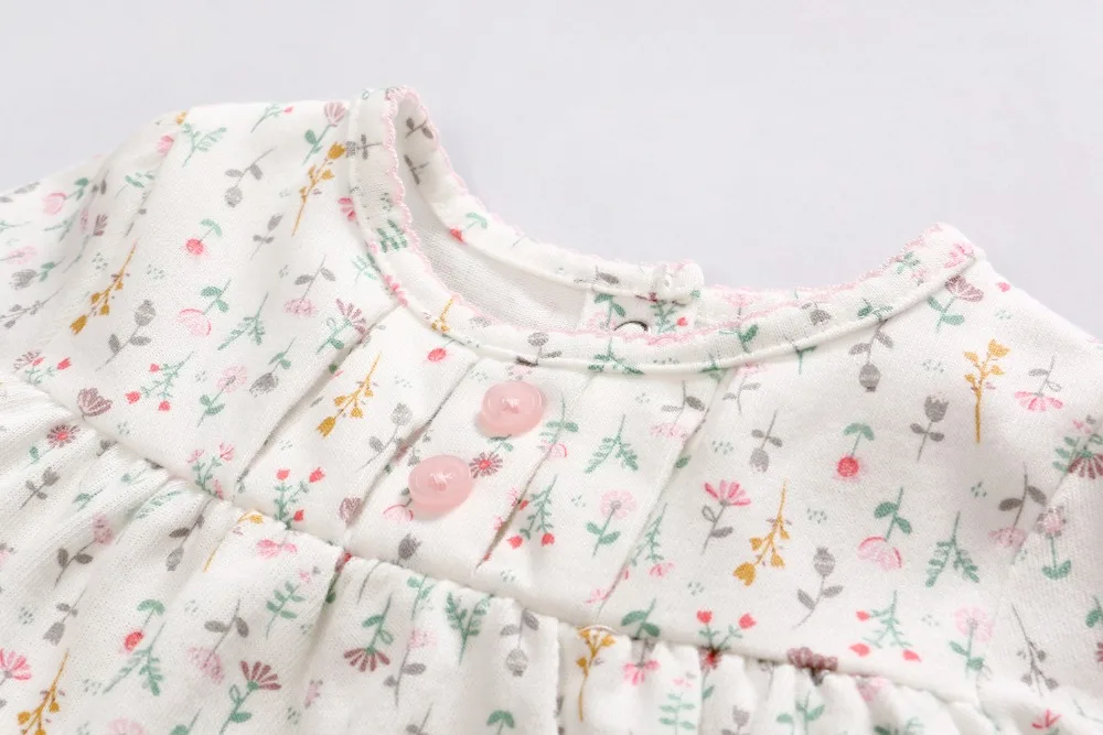 Vlinder/платье для маленьких девочек весенне-осенняя одежда для девочек Хлопковое платье с длинными рукавами и цветочным принтом для новорожденных детские колготки комплект для малышей из 2 предметов