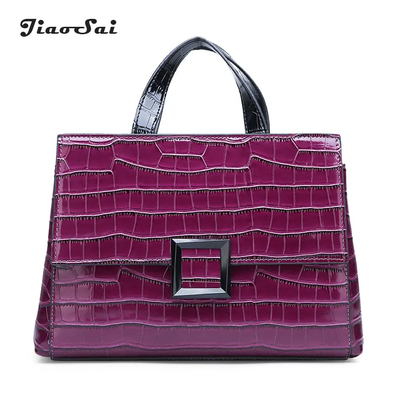 

Red Black Purple Patent Leather Women's Bag Designer Crocodile Pattern Ladies Handbag Vintage Crossbody Women Messenger Bags Sac