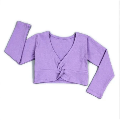 2018 Fashion Girl Ballet Gymnastic Leotard Jacket Long Sleeved Dance Sweater Top Coat Kids Dance Clothing Jacket Wrap Ballet violet