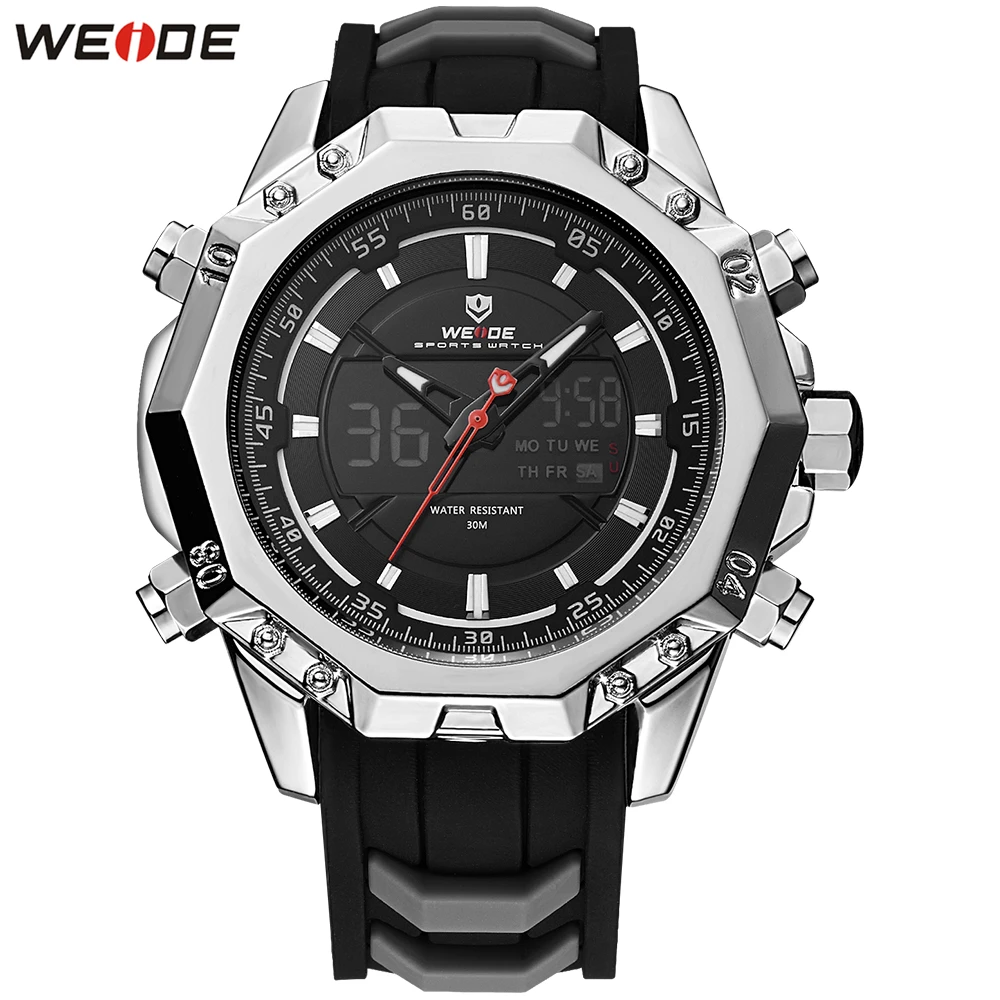 Оригинальные модные мужские часы WEIDE с двойным временем спортивные Цифровые