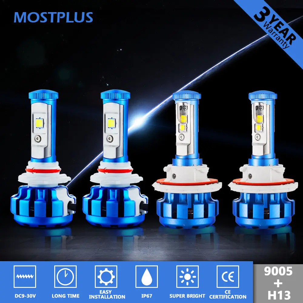 MOSTPLUS светодиодный ные фары H13 9145/9005 Ближний/Дальний свет противотуманные всего 6000