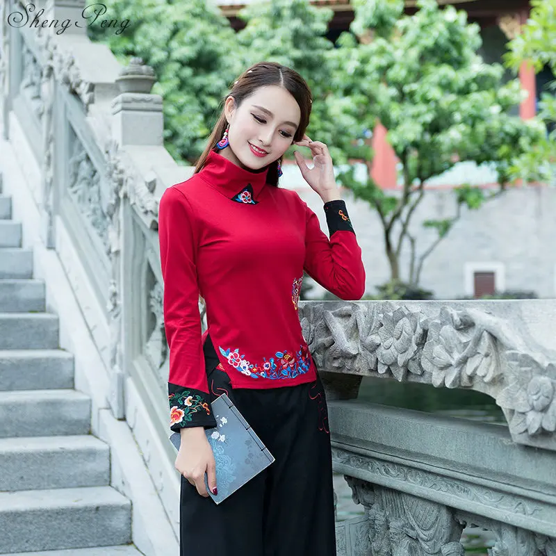 Традиционная китайская рубашка одежда для женщин вышивка Qipao элегантная блуза