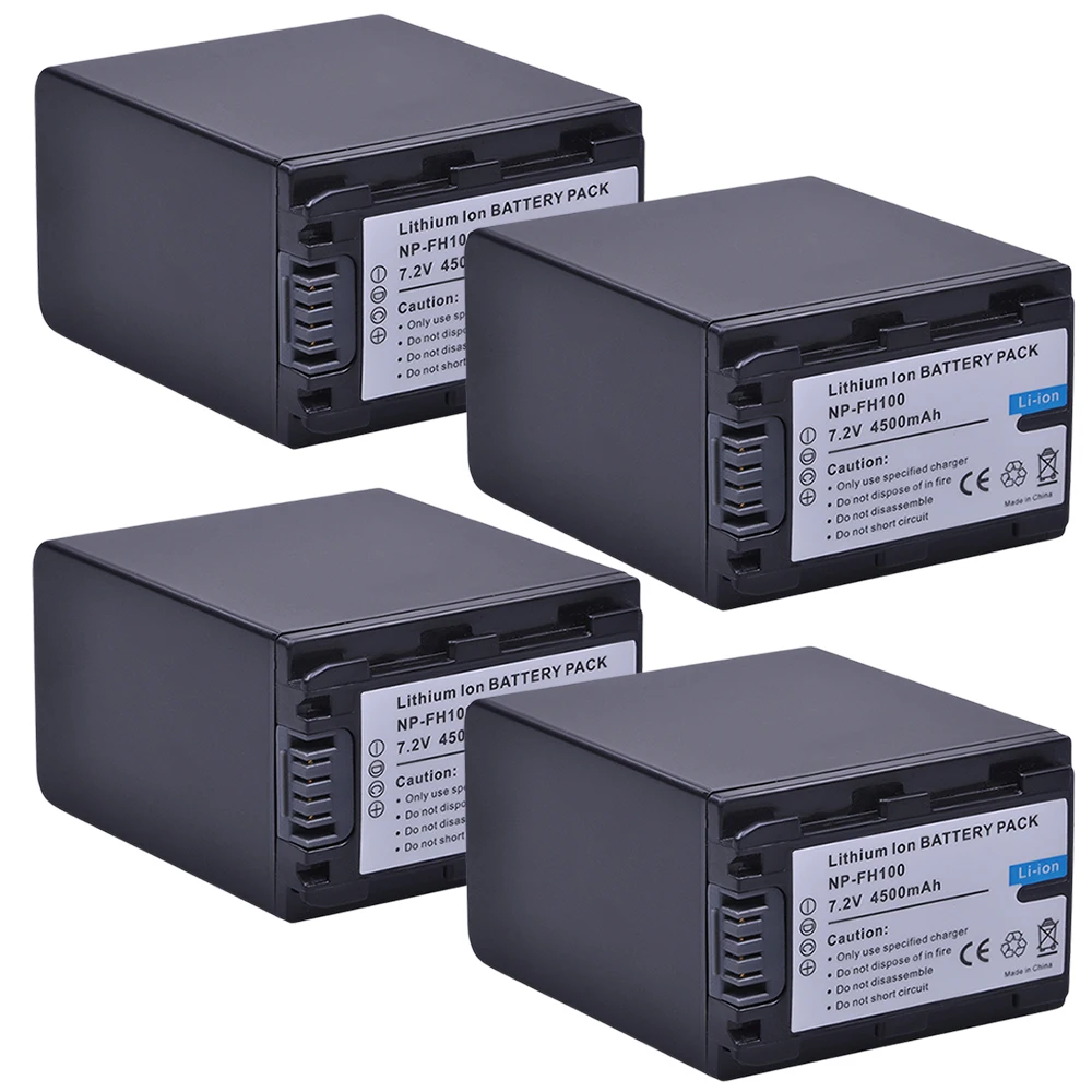 

4pc 4500mAh NP-FH100 NP FH100 Batteries for sony DCR-SX40 SX40R SX41 HDR-CX105 FH90 FH70 FH60 FH40 FH30 FP50 SR42E
