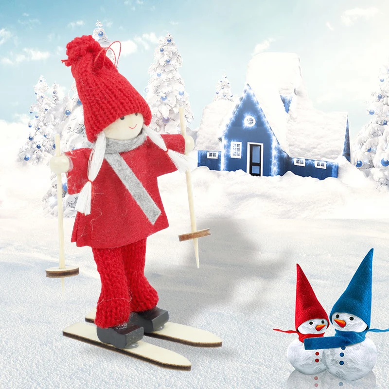 2 шт. милые лыжные куклы, рождественские украшения, подвесные елочные украшения для дома, рождественские украшения, год, сделай сам, подарки