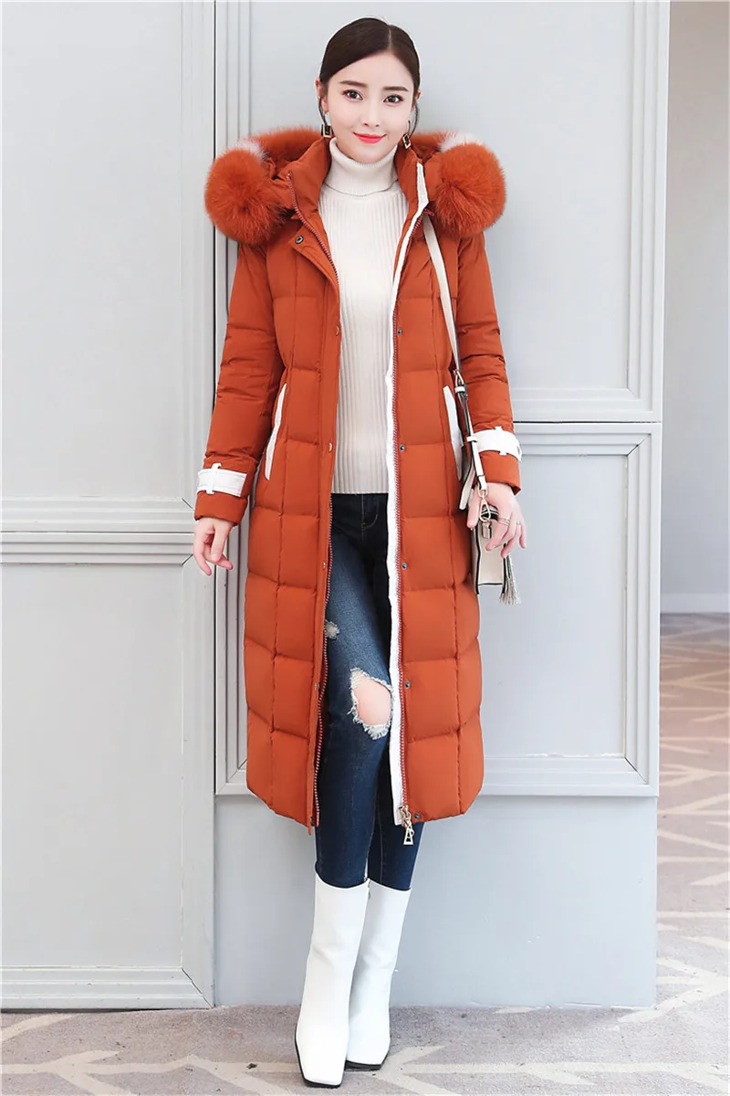 Flash Deal New Winter down jacket women Lengthen parka Fox big fur collar Hooded coat female Plus size Thicken high quality down coats 2199 16