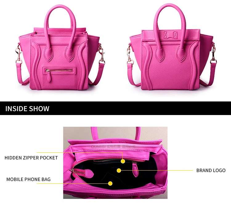 Oumisi Лидер продаж! Роскошная брендовая дизайнерская Классическая одноцветная женская сумка через плечо со смайликом, кошелек со смайликом, женская сумка CS
