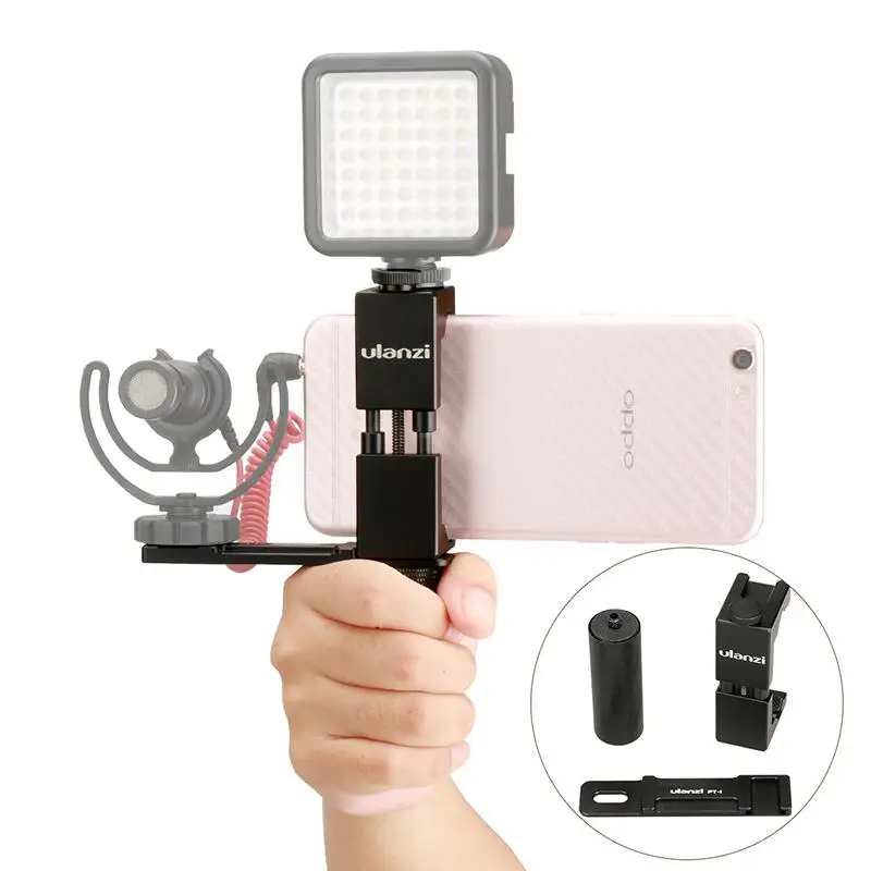 Smartphone Filmmaker Video Rig, Metal Phone Tripod Mount with Hot Shoe