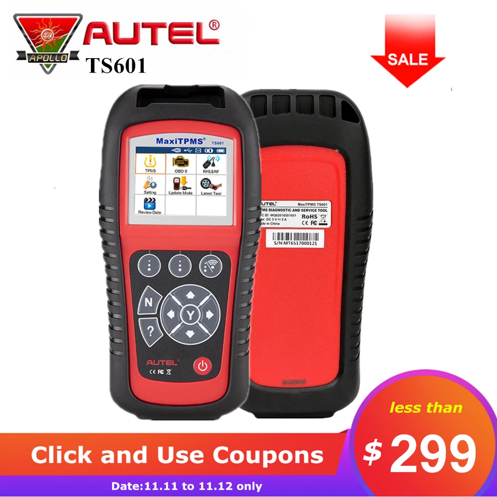

Autel TS601 TPMS Diagnostic and Service Tool MaxiTPMS TS601 Multi-language Free Update Online Car Tools Activate Tire Sensor