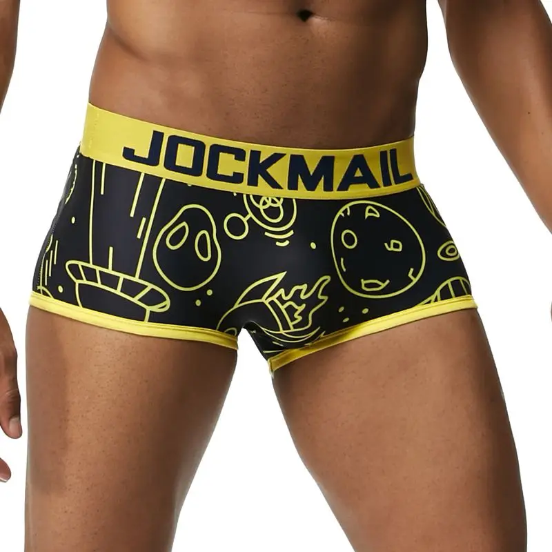 Бренд jockmail мужские трусы боксеры шорты сексуальные мужские трусы-боксеры marca cuecas пестрые трусы нижнее белье