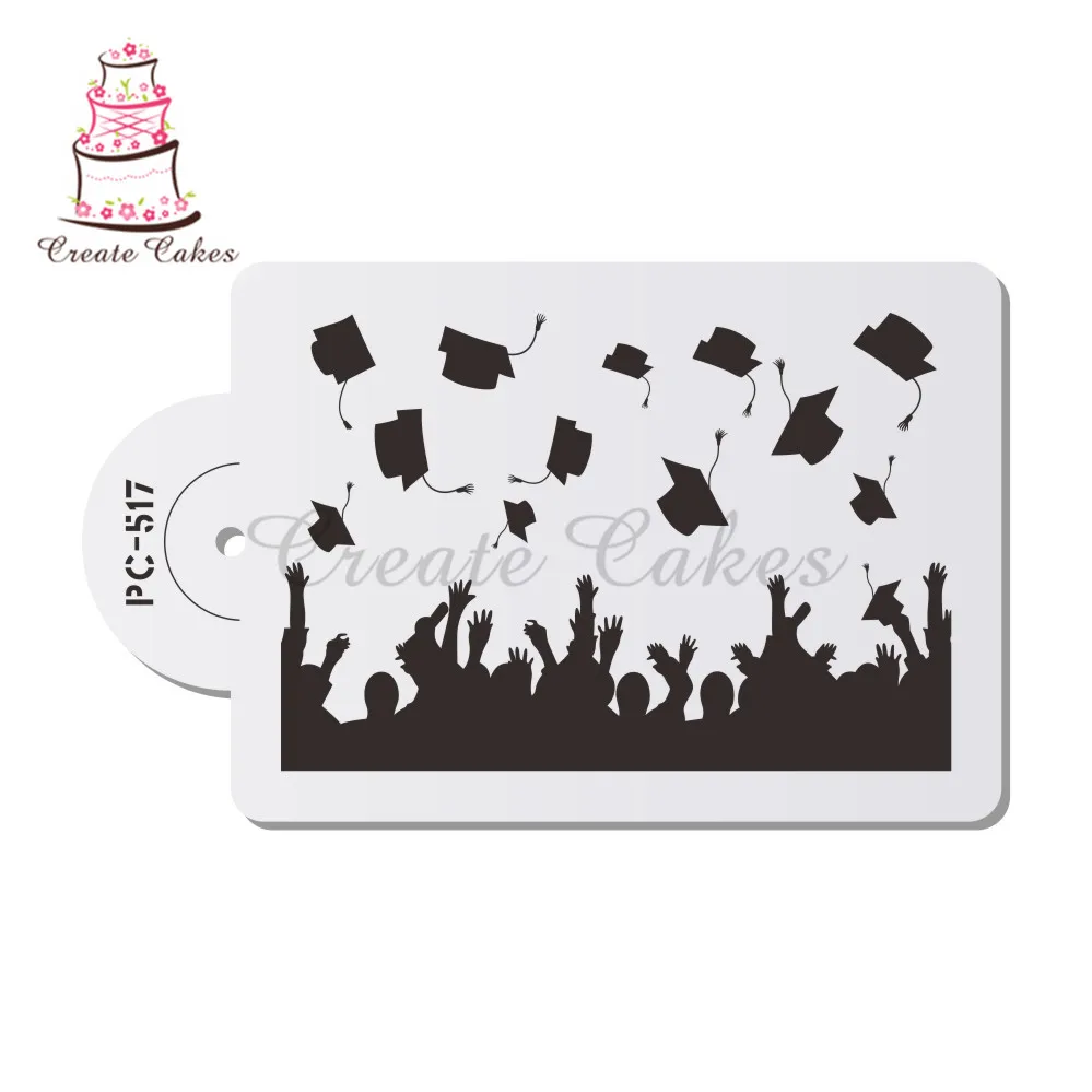 

7.8"*5.38" Congratuation Cake Side Stencil for Baking Plastic Stencil for Cupcake Decorating Stencil Graduation Cookie stencil