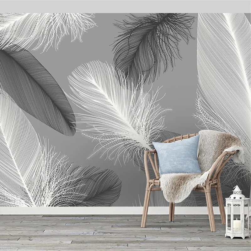 Papel de Parede Preto e Branco do Estilo Nórdico Arte Abstrata 3d Sala Quarto Decoração Home Papéis de Parede