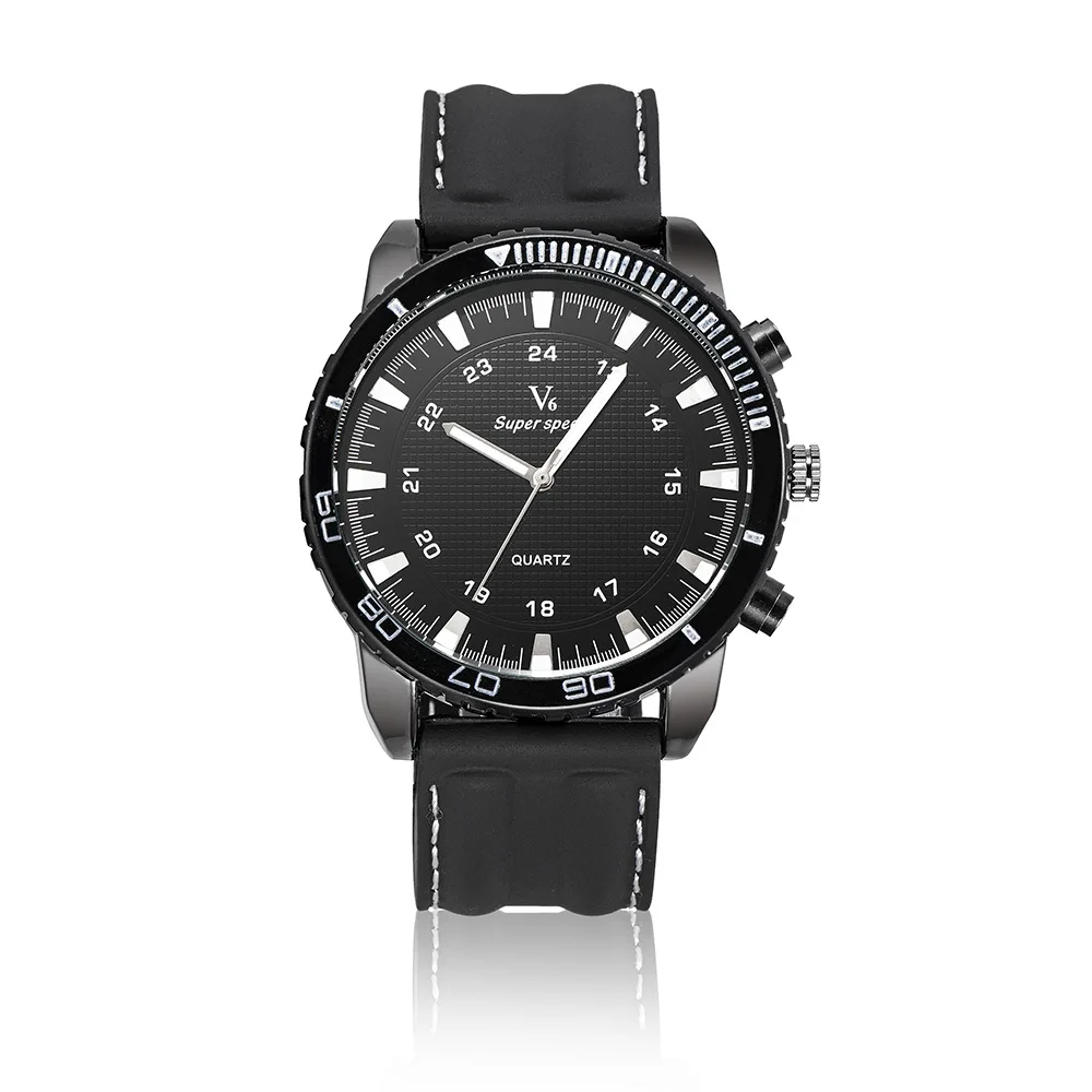 Reloj de pulsera V6 супер Скорость бренд Для мужчин часы спортивные мужские часы с большим циферблатом модные 24-часовой формат двойное кольцо весы мужские наручные часы - Цвет: Black