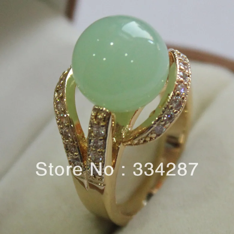 Красивый Llight Green jades GP 12 мм шарик белый циркон женские ювелирные изделия на