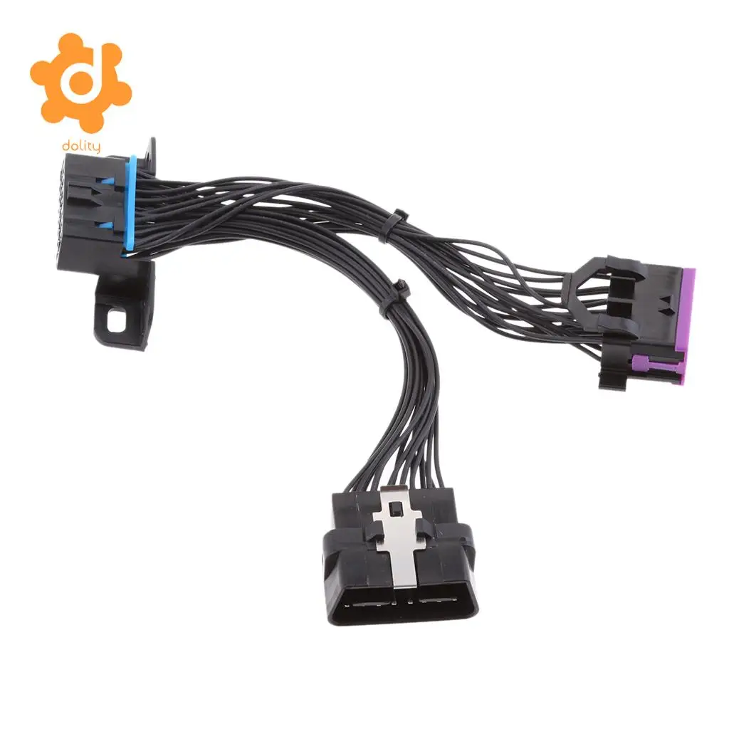 16-Pin OBD2 OBDII Y Splitter Male to Female Connector Extension Cable constructed from flexible high quality cable