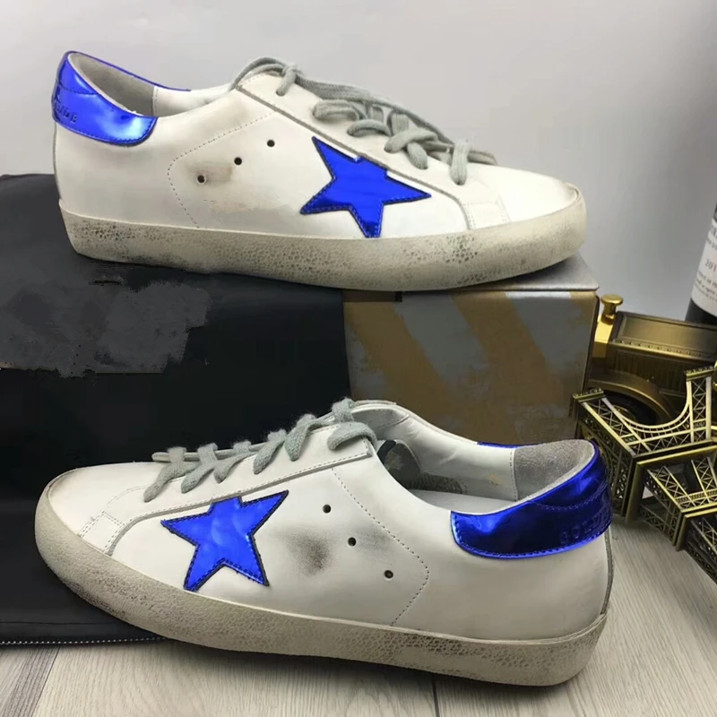 

Hot sale Real Cow Leather Sneaker Sport Black Star Shoes Small White Rough Surface Women Casual Shoes Do Old Dirty Shoes Woman