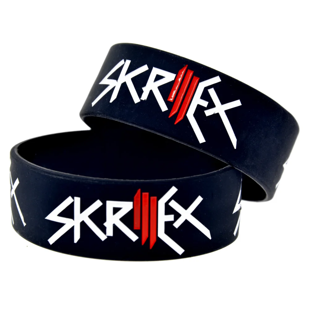 1 шт. черный Debossed Skrillex силиконовый Wrsitband для любителей музыки