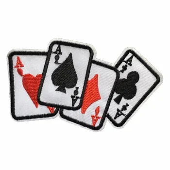 

10pcs/lot Poker A Embroidery Patches for Clothes DIY Sewing Accessories Iron on Embroidered Appliques Playing Cards Stickers