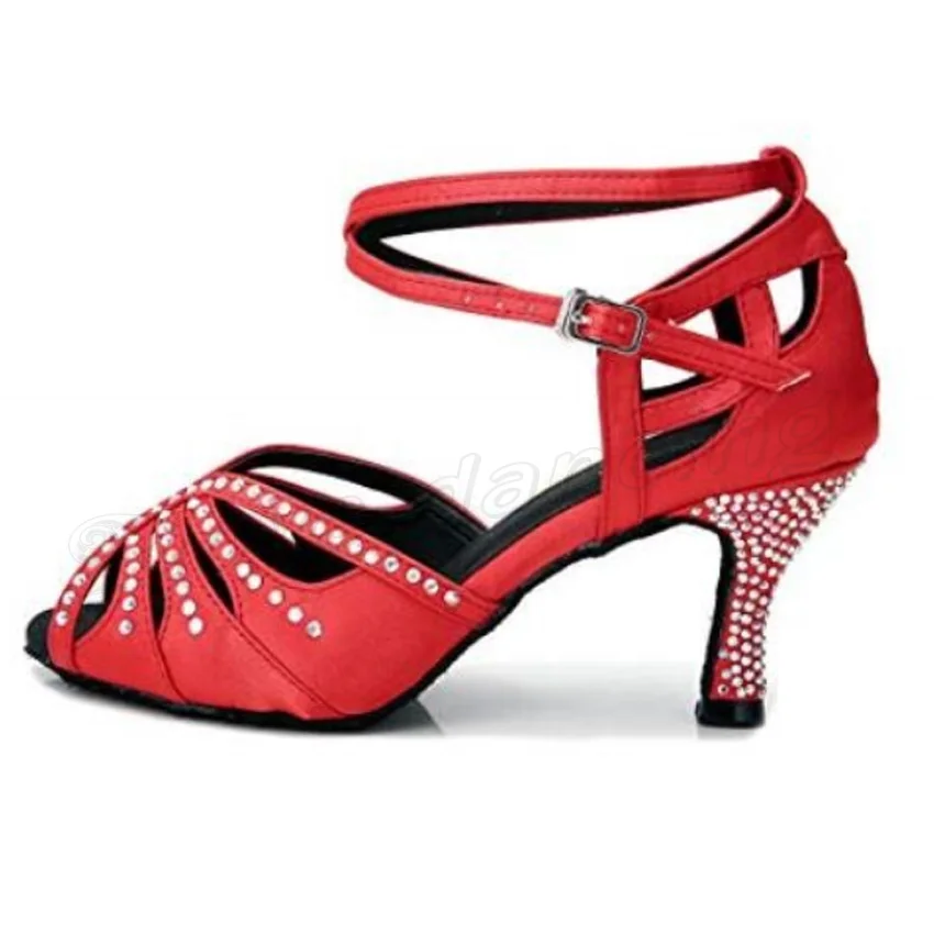Женская танцевальная обувь для латинских танцев обувь для джазовых танцев танцевальная обувь для девочек Бальные туфли для латинских танцев женская обувь для танго Черная кожа Красный Лучшая цена JuseDanc