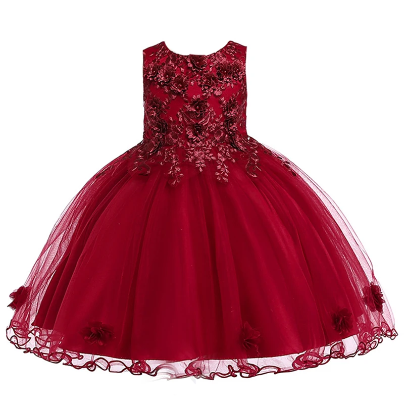 

Princess Lace Sleeveless Dress Formal Pageant Girls Wedding Girls Dress for 3-10 Years Girls Party Costume Children Clothing