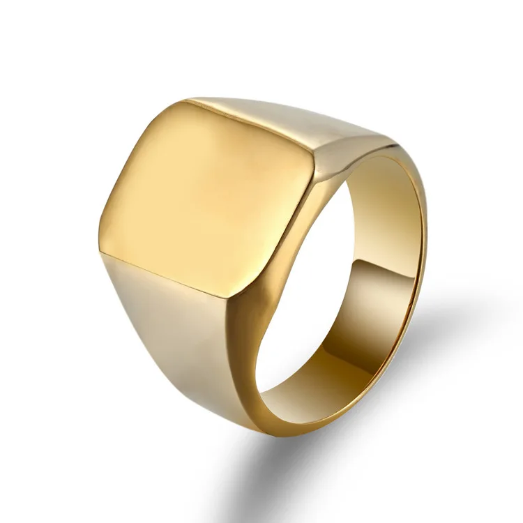 

Free Shipping Contracted style Stainless steel square ring element face fine polishing Fashion classic men's ring