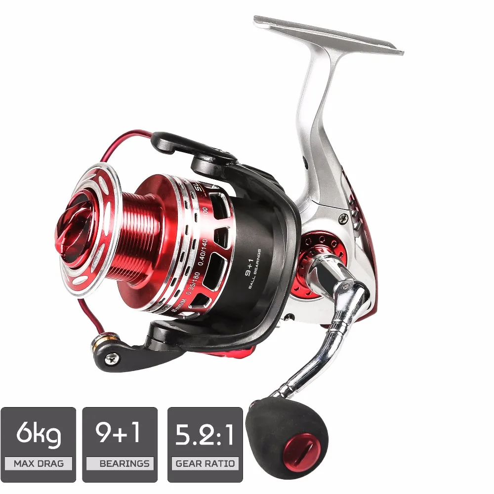Russian Style Spinning Fishing Reel Red Wheel Max Drag 6kg 5.21 Gear