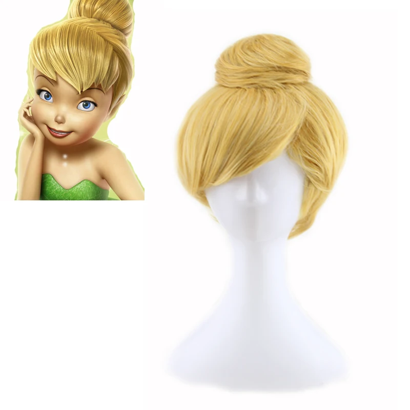 peruca hair queen Princess tinkerbell hair anime wig short blonde