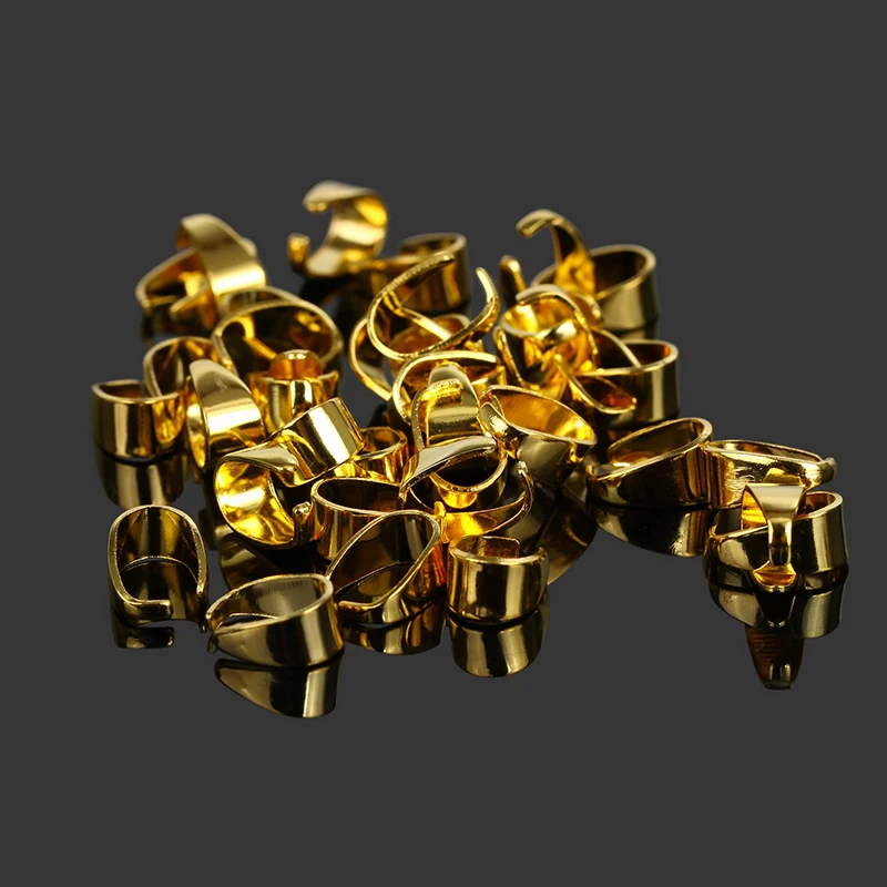 200Pcs Metal Pendant Clips & Pendant Clasps,Pinch Clip Bail Pendant