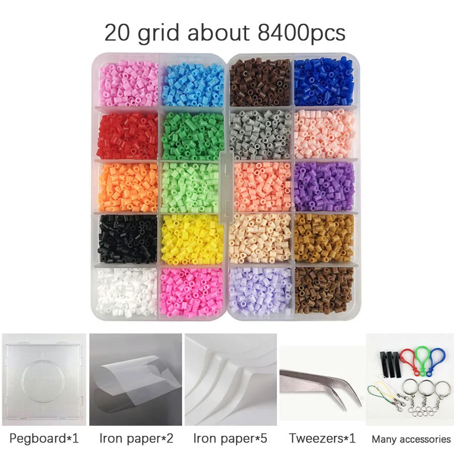 

20 Colors Mini 2.6 Hama Beads kits Perler Beads and Tool Pegboard Education Toy Fuse Bead Jigsaw Puzzle 3D For Children
