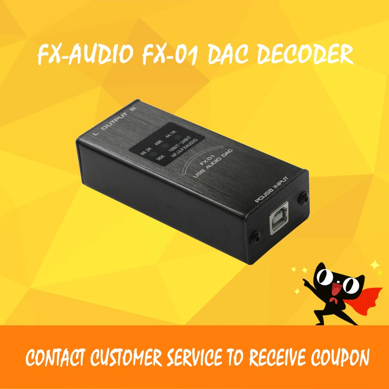 

ASD FX-AUDIO FX-01 Mini USB DAC Sound Card Audio Decoder Sampling Rate Display SA9023 PCM5102 24BIT 96K Black Aluminum