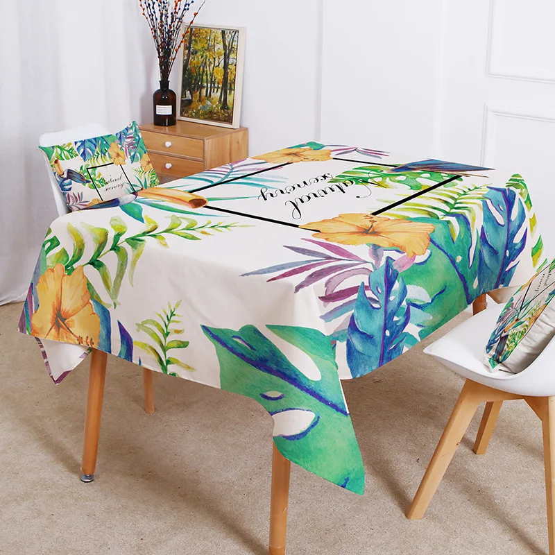 Southeast Asia Colorful Tropical Plant Table Cloth Palm Leaf Banana Leaf Exotic Home Restaurant Decorative Waterproof Tablecloth B78-1